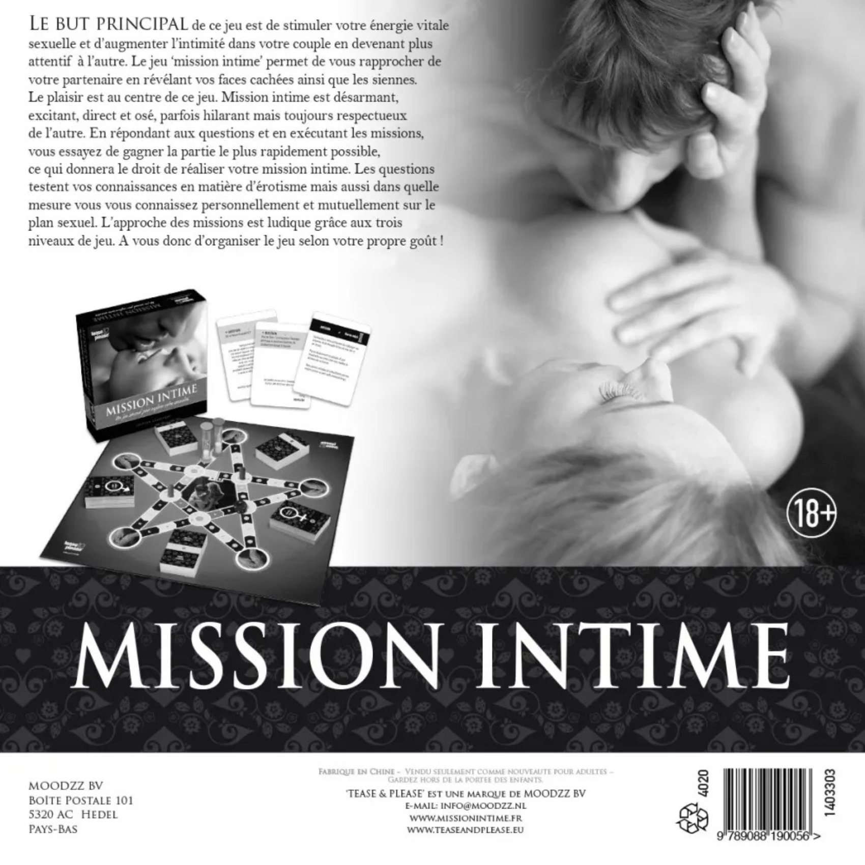 Jeu coquin Mission intime Tease & Please dos du jeu