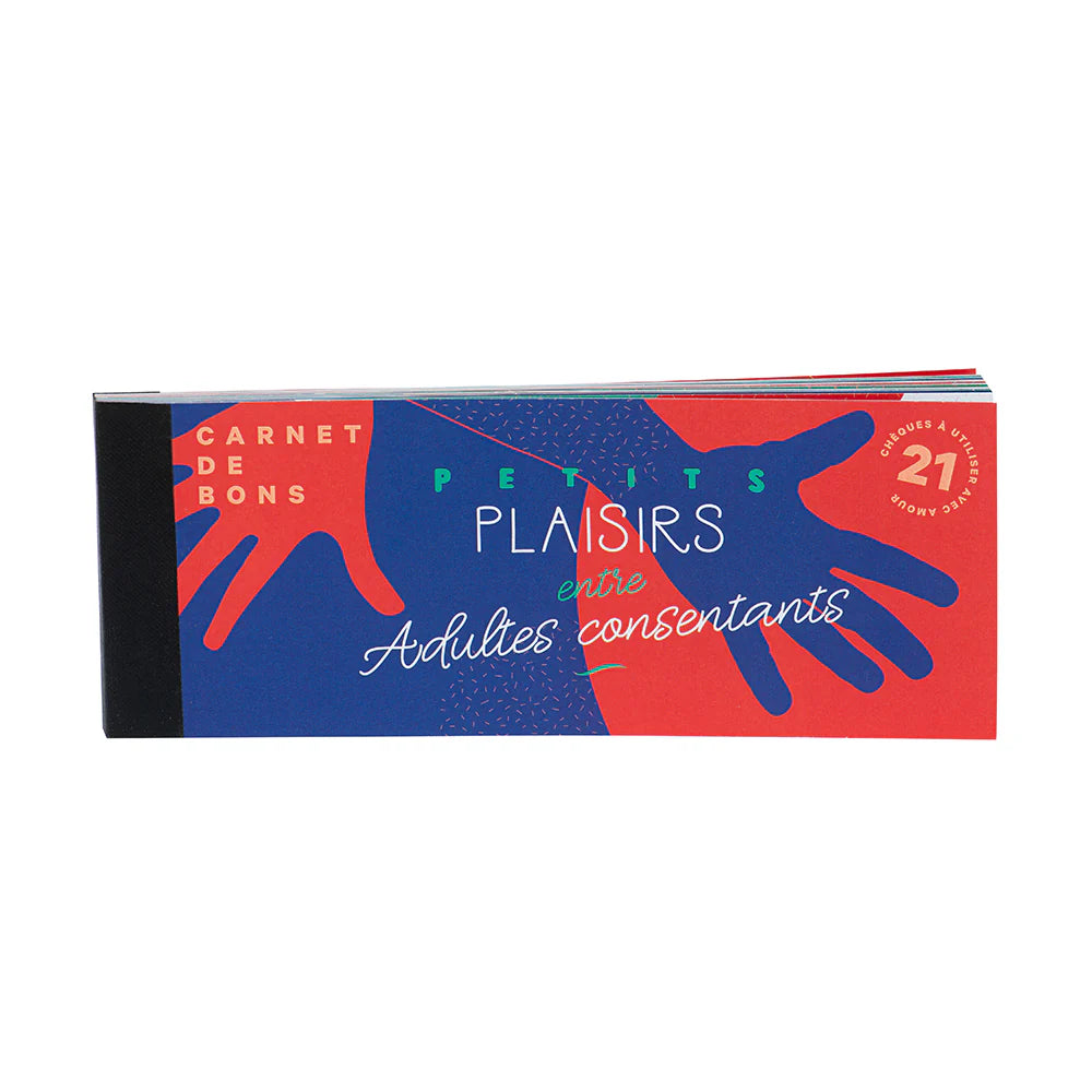 Couverture du chéquier Oparis avec écrit "Petirs plaisirs entre adultes consentants".
