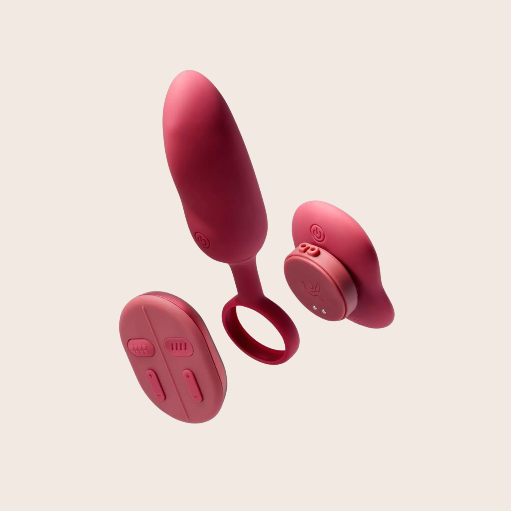 Vibromasseur de couple Mobi, partie à stimulation clitoridienne et interne. Télécommande fournie.