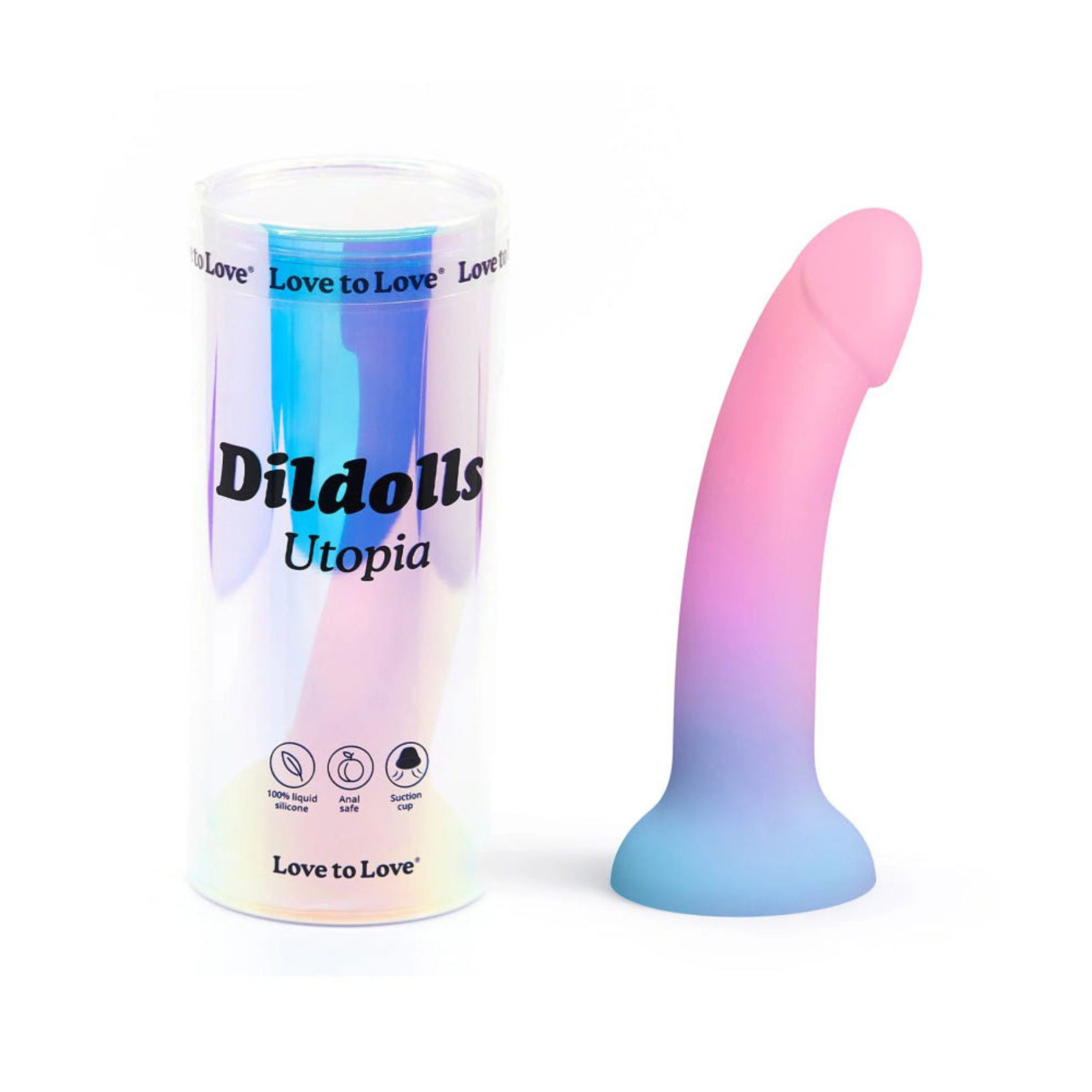 Emballage fun et coloré du dildo Utopia Love to Love