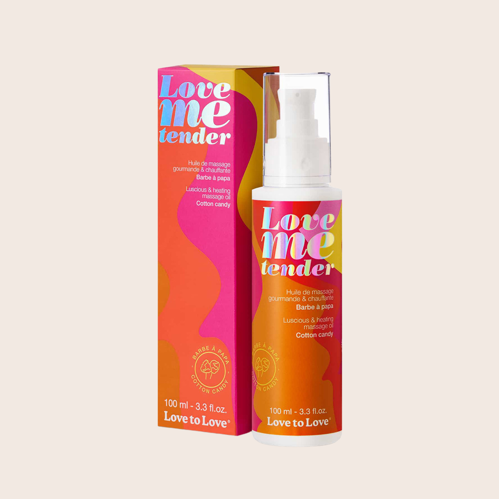 Huile de massage Love to Love parfum barbe à papa – flacon