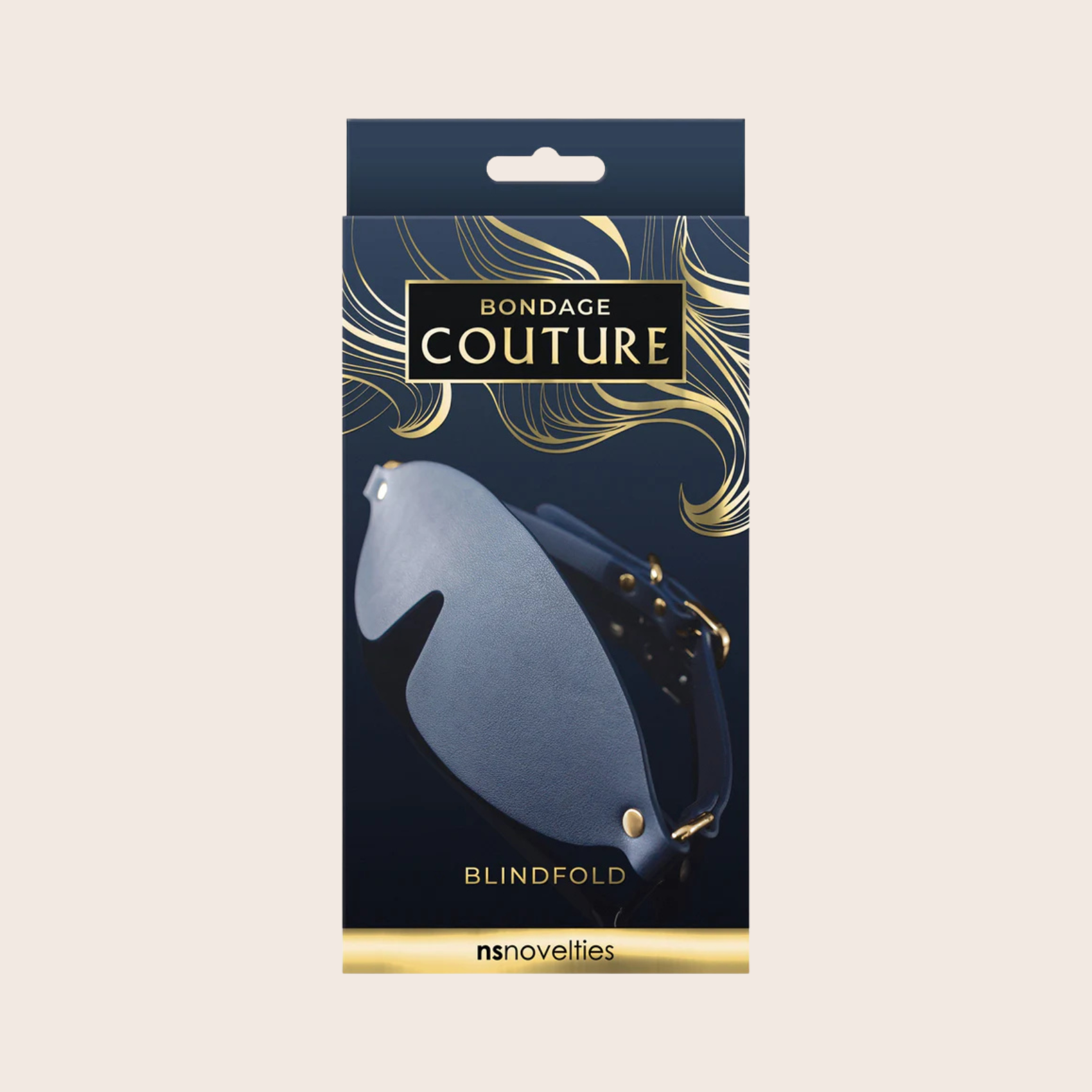 Accessoire BDSM masque ajustable avec détails dorés sans nickel