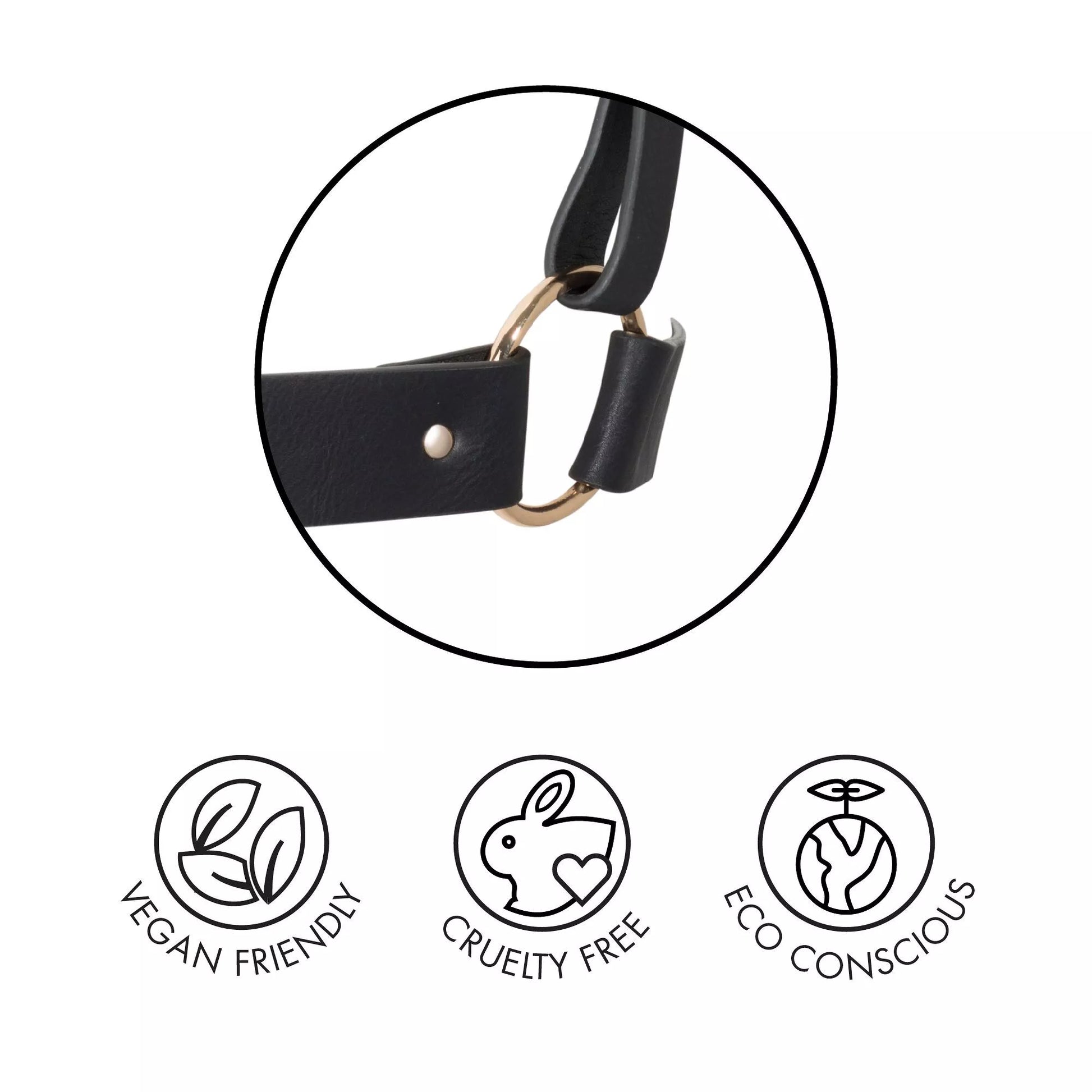 Tour de cou à pompon de couleur noire en cuir vegan par Bijoux Indiscrets.