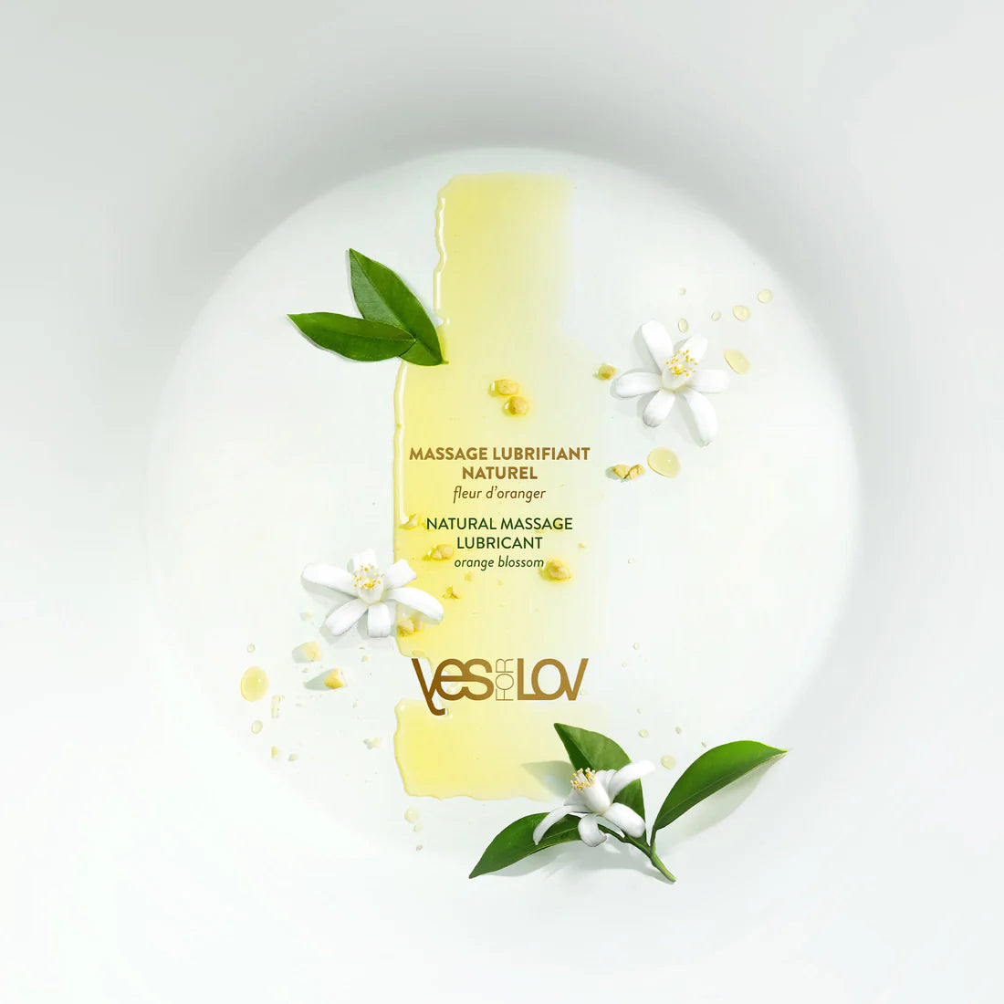 Huile comestible et vegan pour massage et plaisir oral YESforLOV